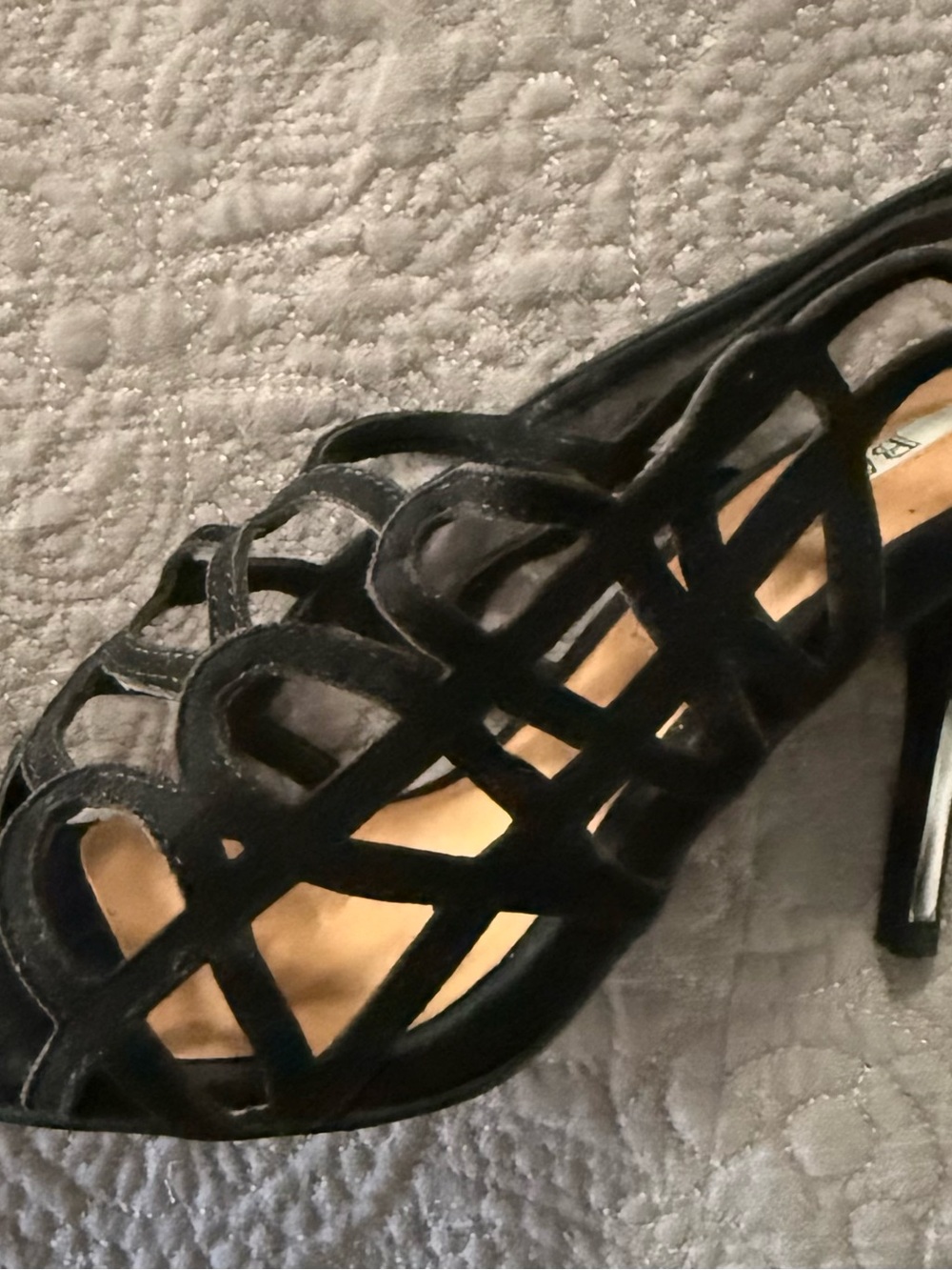 Pierre Balmain PARIS leather Women's Black Openwork High Heel Dress Sandals